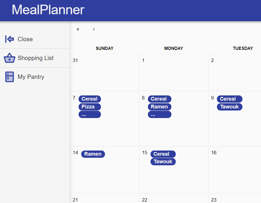 Meal Planner demo